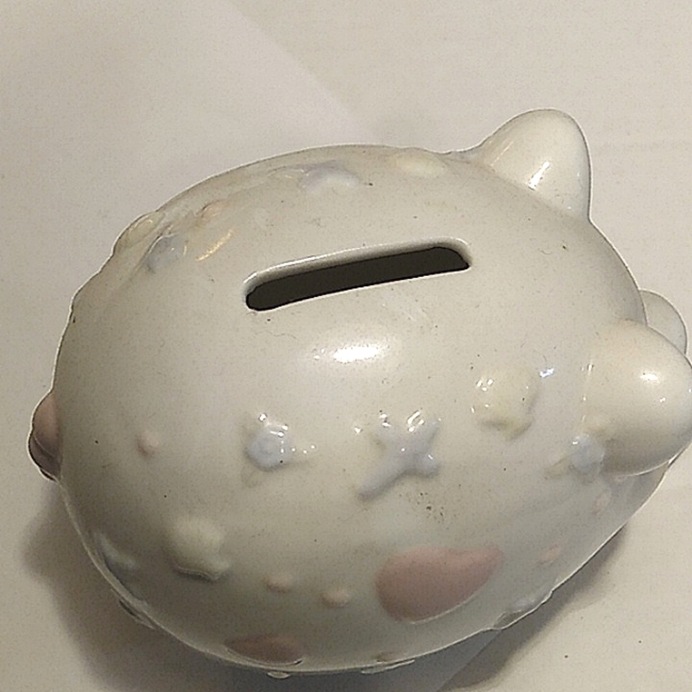 Pink and white piggy bank - Picture 4 of 5